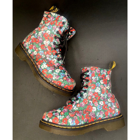 Dr. Martens Pascal Black Wild Poppy US 6 EU 37 UK 4‎ 1460 Boot VTG Floral Docs - Picture 2 of 13